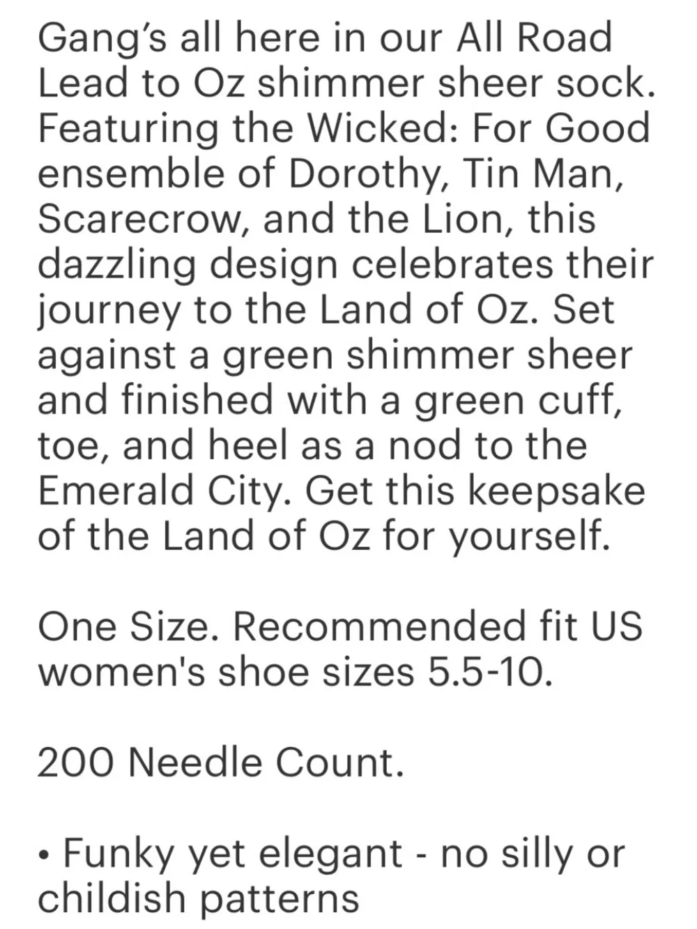 Sock Candy Wicked All Roads Lead to OZ.Shimmer Crew Socks.  Price Firm.